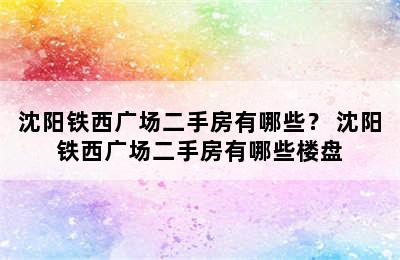 沈阳铁西广场二手房有哪些？ 沈阳铁西广场二手房有哪些楼盘